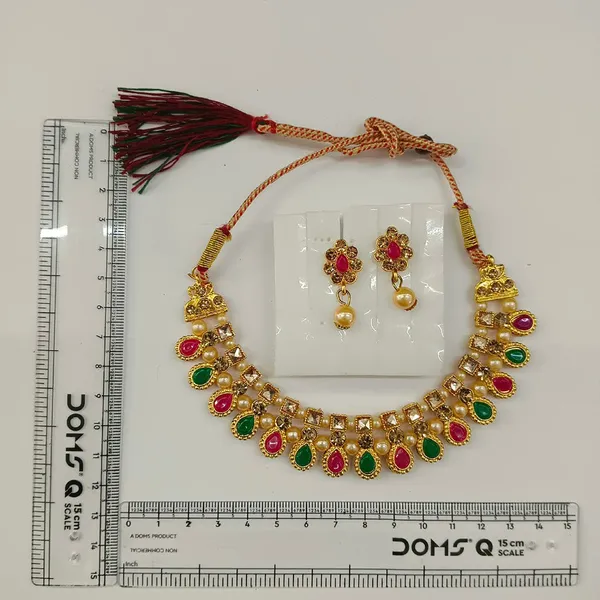 The99jewel_Gold_Plated_Pearl_Crystal_Necklace_Set_For_Women_Traditional_Jewellery_Green_Pink