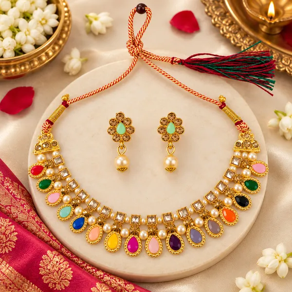 The99jewel_Gold_Plated_Pearl_Crystal_Necklace_Set_For_Women_Traditional_Jewellery_Multi