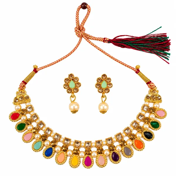 The99jewel_Gold_Plated_Pearl_Crystal_Necklace_Set_For_Women_Traditional_Jewellery_Multi