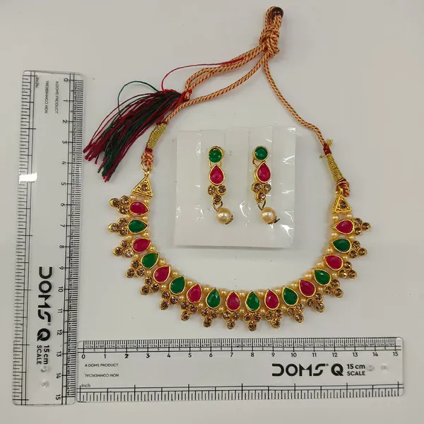 The99jewel_Gold_Plated_Pearl_Crystal_Necklace_Set_For_Women_Traditional_Jewellery_Green_Pink