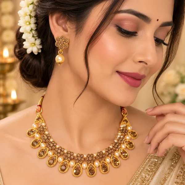 The99jewel_Gold_Plated_Pearl_Crystal_Necklace_Set_For_Women_Traditional_Jewellery_Lct