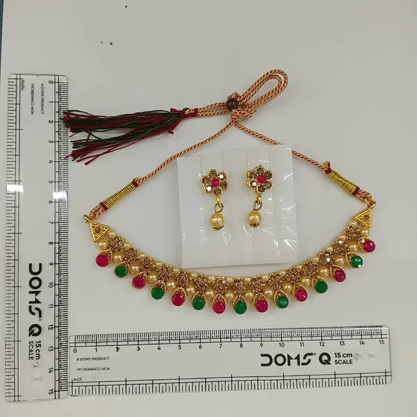 The99jewel_Gold_Plated_Pearl_Crystal_Necklace_Set_For_Women_Traditional_Jewellery_Green_Pink
