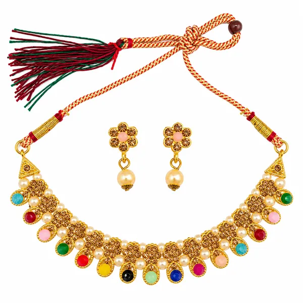 The99jewel_Gold_Plated_Pearl_Crystal_Necklace_Set_For_Women_Traditional_Jewellery_Multi