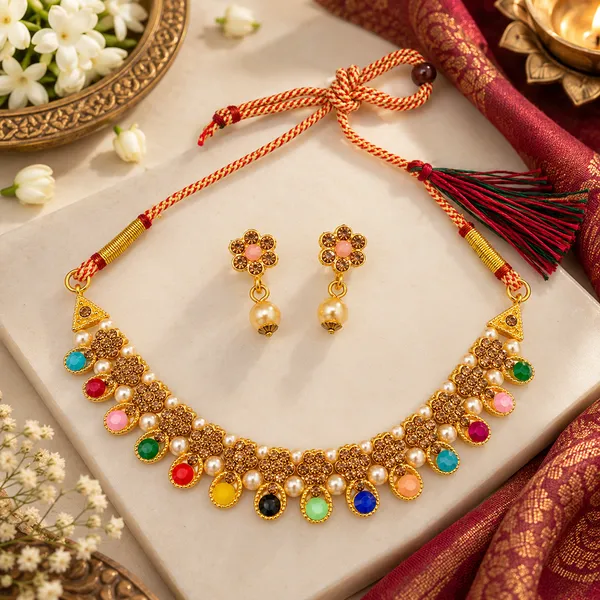 The99jewel_Gold_Plated_Pearl_Crystal_Necklace_Set_For_Women_Traditional_Jewellery_Multi