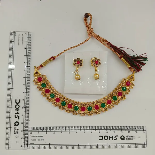 The99jewel_Gold_Plated_Pearl_Crystal_Necklace_Set_For_Women_Traditional_Jewellery_Green_Pink