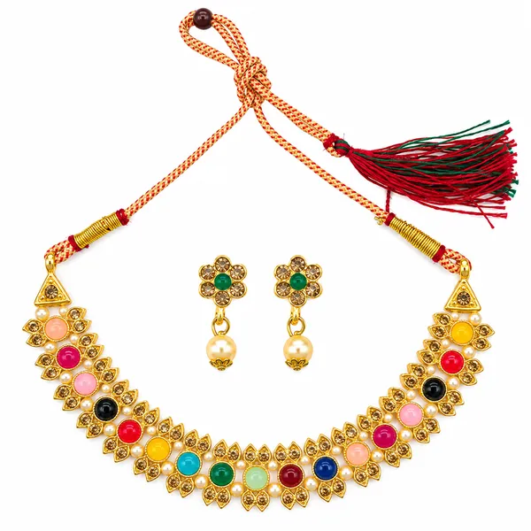 The99jewel_Gold_Plated_Pearl_Crystal_Necklace_Set_For_Women_Traditional_Jewellery_Multi