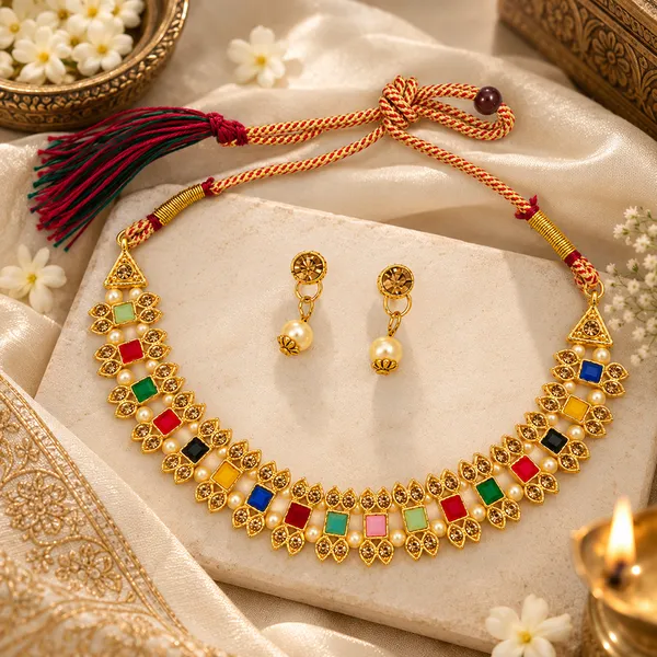 The99jewel_Gold_Plated_Pearl_Crystal_Necklace_Set_For_Women_Traditional_Jewellery_Multi