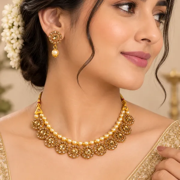 The99jewel_Gold_Plated_Pearl_Crystal_Necklace_Set_For_Women_Traditional_Jewellery_Lct