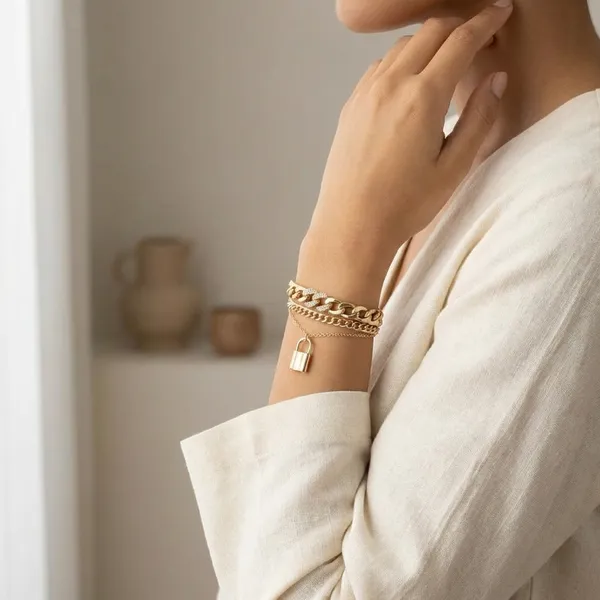Layered_Gold_Chain_Bracelet_With_Lock_Charm