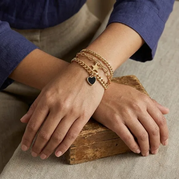 Gold-Toned_Layered_Chain_Bracelet_Set_With_Star_And_Heart_Charms