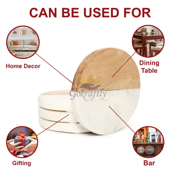 White_And_Brown_Premium_Marble_With_Wooden_Base_Coasters_Set_For_Home_Decor_(Pack_Of_4)