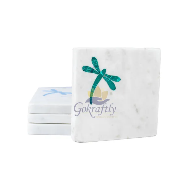 White_Luxury_Marble_Moth_Inlay_Stone_Coasters_Set_For_Home_Decor_(Pack_Of_4)_-__Multicolor
