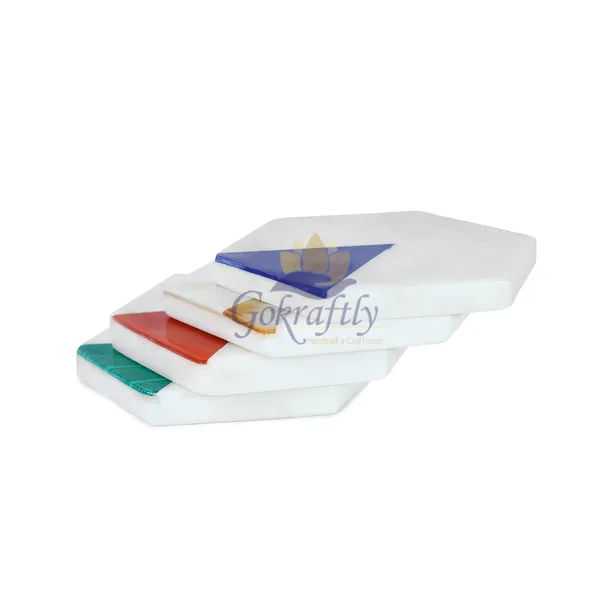 White_Premium_Natural_Marble_(Printed_Design)_Coasters_Set_For_Home_Decor_(Pack_Of_4)
