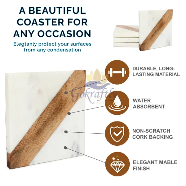 White_Premium_Marble_With_Wooden_Base_Coasters_Set_For_Home_Decor_(Pack_Of_4)