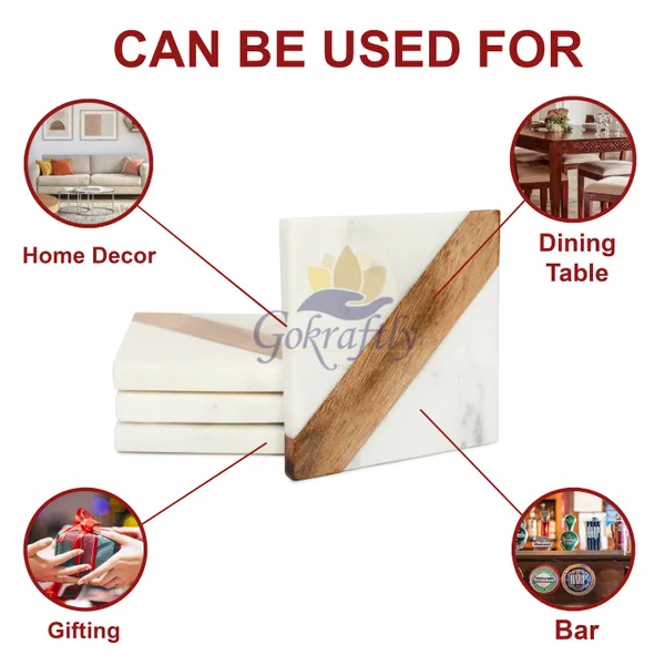 White_Premium_Marble_With_Wooden_Base_Coasters_Set_For_Home_Decor_(Pack_Of_4)