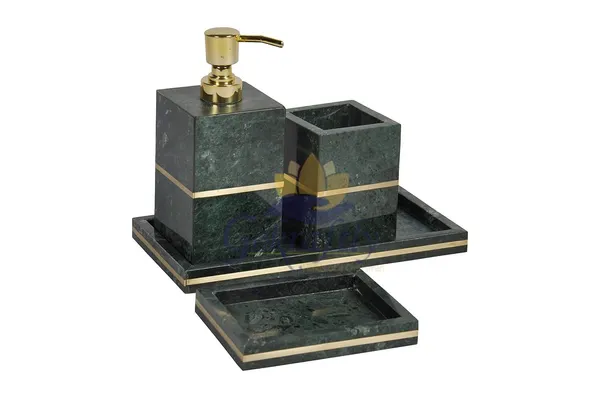 Green_Premium_Marble_With_Brass_Inlay_Bathroom_Accessory_Set_For_Home_Decor_(Pack_Of_4)