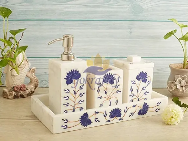 Beige_Premium_Marble_Inlay_With_Semi-Precious_Stone_Work_Bathroom_Accessory_Set_For_Home_Decor