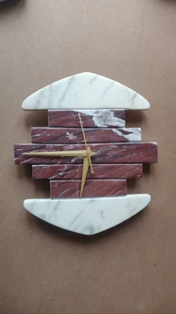 Royal_Red_Marble_Premium_Wall_Clock_For_Luxury_Home_Decor_with_White_Marble