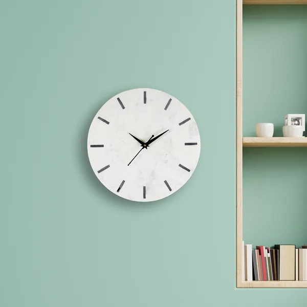 White_Marble_Wall_Clock_with_Black_Brass_Inlay_-_Luxury_Watches_for_Home_Decor