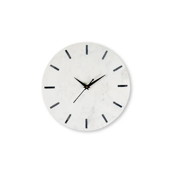 White_Marble_Wall_Clock_with_Black_Brass_Inlay_-_Luxury_Watches_for_Home_Decor