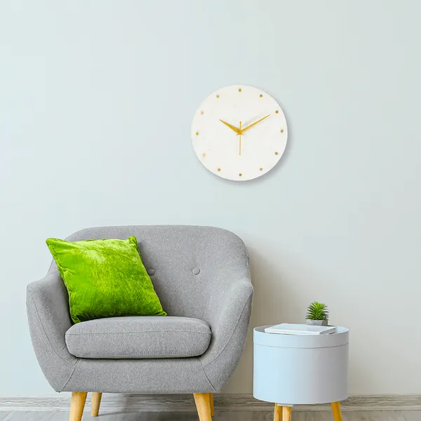White_Premium_Natural_Marble_Wall_Clock_For_Home_Decor_with_Brass_Golden_Dots