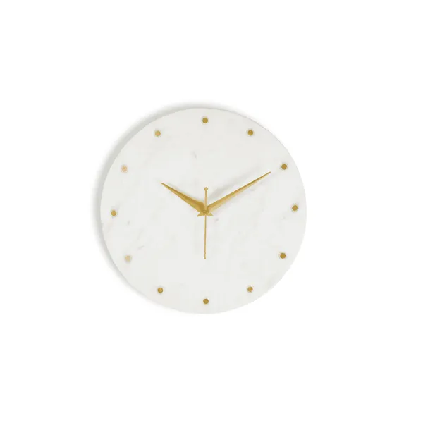 White_Premium_Natural_Marble_Wall_Clock_For_Home_Decor_with_Brass_Golden_Dots