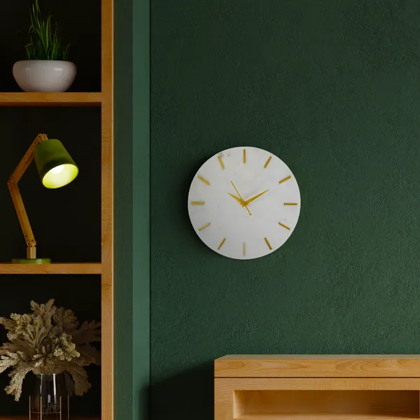 White_Premium_Natural_Marble_Wall_Clock_with_Brass_Inlay_For_Home_Decor