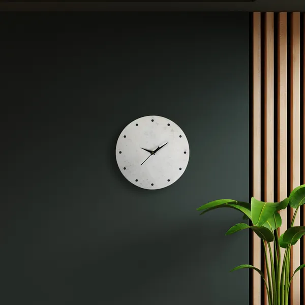 White_Premium_Natural_Marble_With_Brass_Inlay_Wall_Clock_For_Home_Decor_with_Black_dots