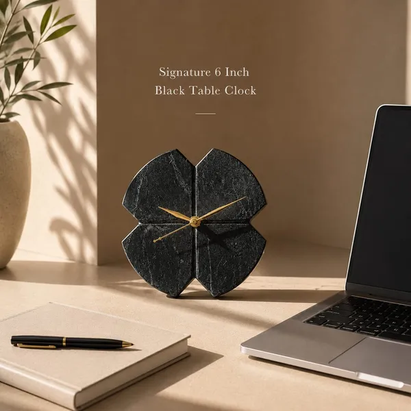 Black_Premium_Natural_Signature_Marble_Table_Clock__:_6_inches