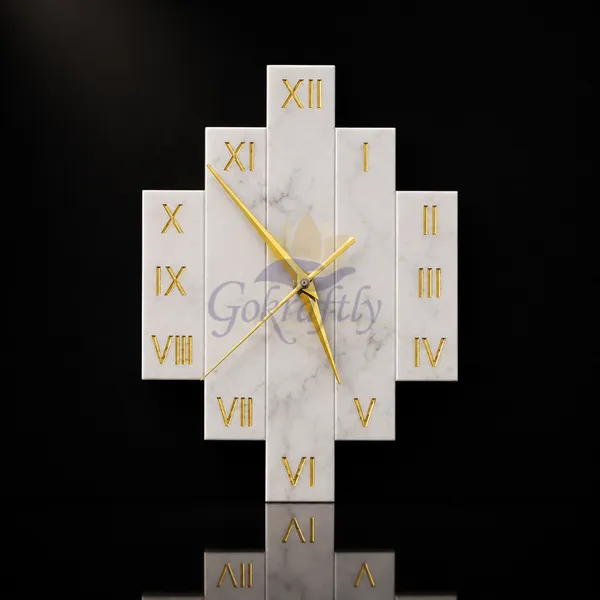White_Premium_Natural_Marble_Wall_Clock_For_Home_Decor
