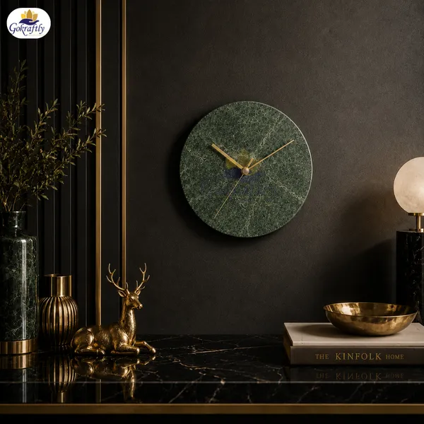 Green_Premium_Natural_Marble_Wall_Clock_For_Home_Decor