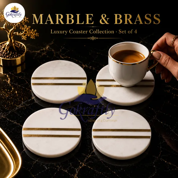 White_And_Brown_Premium_Marble_With_Brass_Inlay_Coasters_Set_For_Home_Decor_(Pack_Of_4)