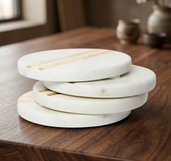 White_And_Brown_Premium_Marble_With_Brass_Inlay_Coasters_Set_For_Home_Decor_(Pack_Of_4)