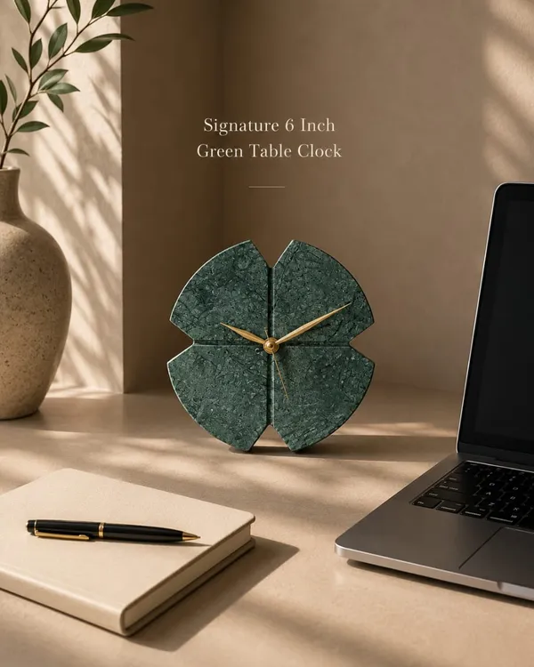 Signature_Green_Marble_Table_Clock__:_6_inches