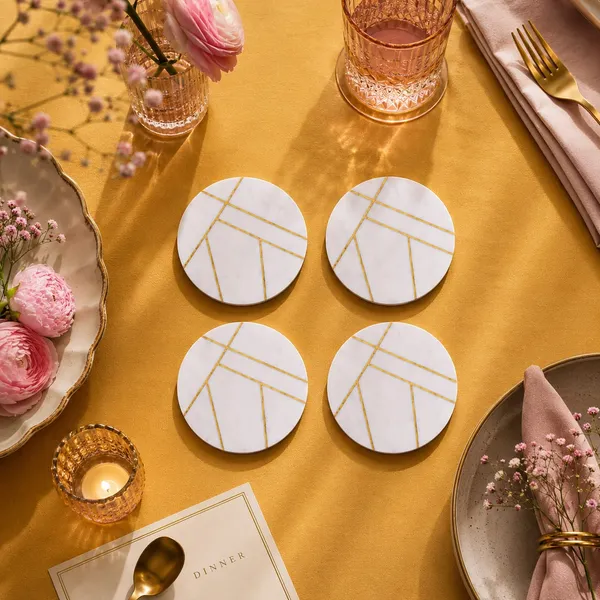 White_Premium_Marble_With_Brass_Inlay_Coasters_Set_For_Home_Decor_(Pack_Of_4)