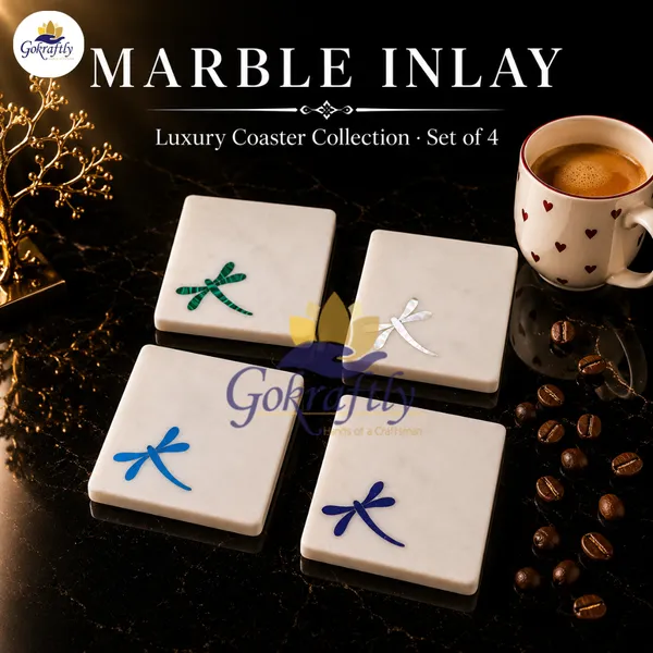 White_Luxury_Marble_Moth_Inlay_Stone_Coasters_Set_For_Home_Decor_(Pack_Of_4)_-__Multicolor