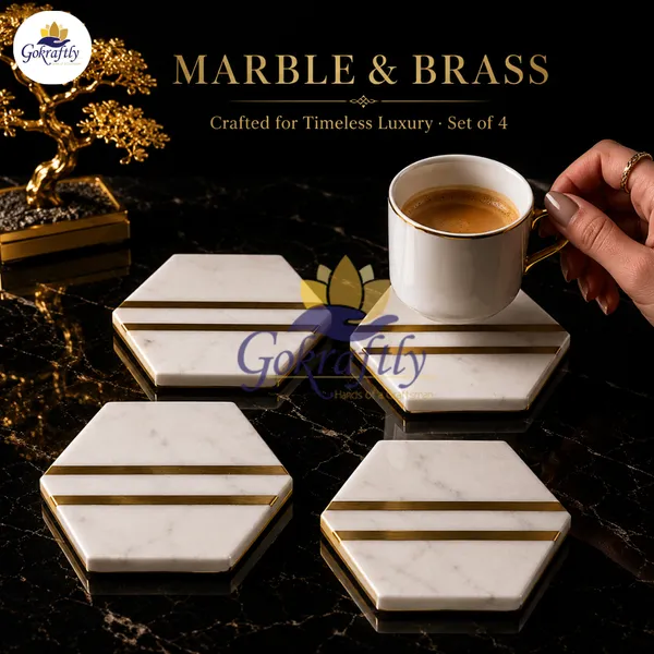 White_Premium_Marble_With_Brass_Inlay_Coasters_Set_For_Home_Decor_(Pack_Of_4)