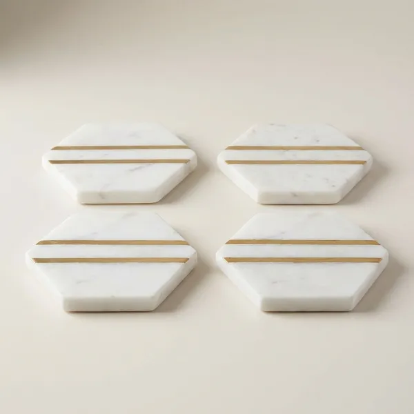 White_Premium_Marble_With_Brass_Inlay_Coasters_Set_For_Home_Decor_(Pack_Of_4)