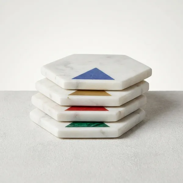 White_Premium_Natural_Marble_(Printed_Design)_Coasters_Set_For_Home_Decor_(Pack_Of_4)