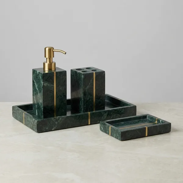 Green_Premium_Marble_With_Brass_Inlay_Bathroom_Accessory_Set_For_Home_Decor_(Pack_Of_4)