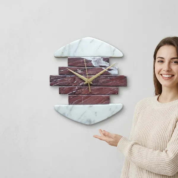 Royal_Red_Marble_Premium_Wall_Clock_For_Luxury_Home_Decor_with_White_Marble
