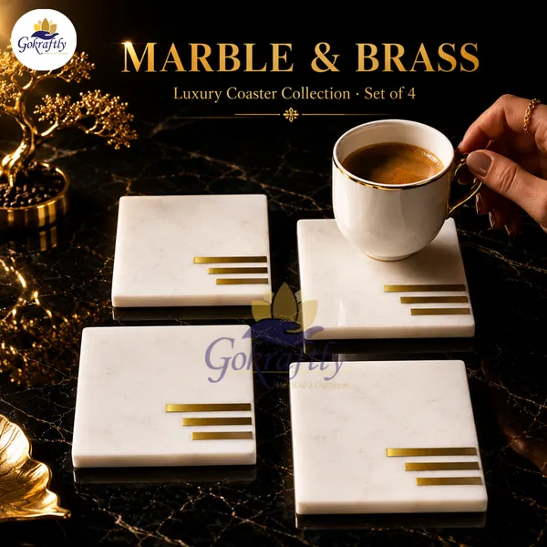White_Premium_Marble_With_Brass_Inlay_Coasters_Set_For_Home_Decor_(Pack_Of_4)