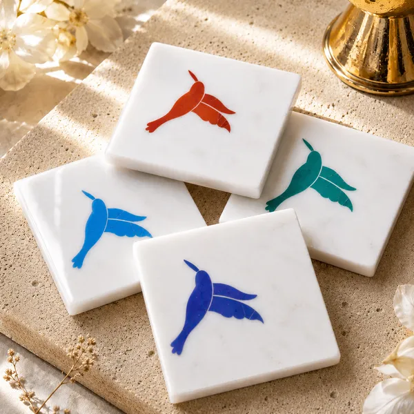 Bird_Inlay_White_Premium_Natural_Marble_With_Multicolor_Design_Coasters_Set_For_Home_Decor_(Pack_Of_4)