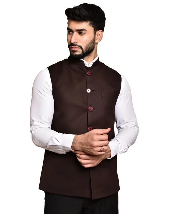 Premium_Brown_Nehru_Jacket_With_Contrast_Buttons_-_Ethnic_Waistcoat_For_Men
