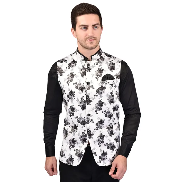 Men's_White_Floral_Printed_Nehru_Jacket_With_Black_Collar