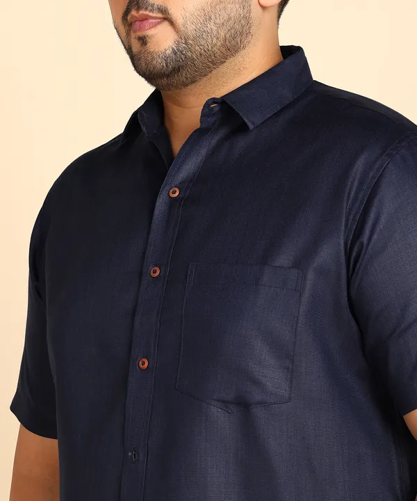 Navy_Blue_Half_Sleeve_Formal_Shirt_For_Men_-_Plus_Size