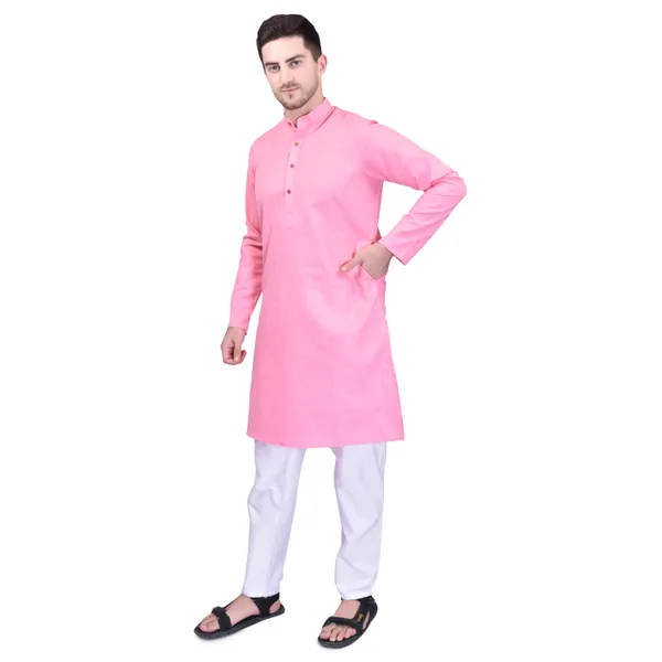 Men's_Pink_Cotton_Kurta_Pajama_Set_-_Ethnic_Indian_Traditional_Wear