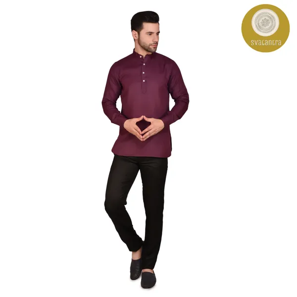 Men's_Maroon_Long_Sleeve_Cotton_Kurta_-_Traditional_Ethnic_Wear