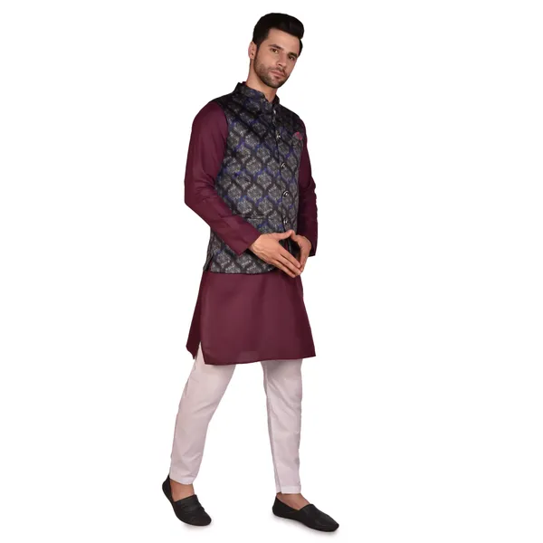 Men'S_Ethnic_Kurta_Pajama_Set_With_Nehru_Jacket