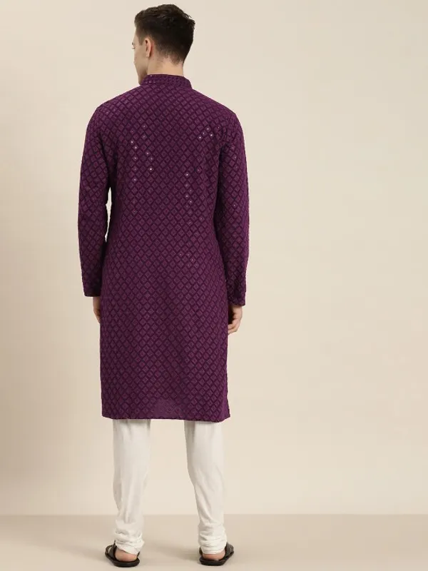 Men's_Purple_Ethnic_Kurta_With_All-Over_Printed_Pattern_And_Full_Button_Placket